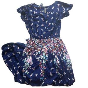 Blue & Floral Angie High-Low Dress with Back Keyhole Size M